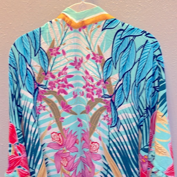 Trina Turk Terra Nostra Tassle Swim Coverup Kimono- One Size🌴🌺Beautiful! - Picture 7 of 8
